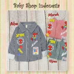 LK171 Kemeja Anak Laki laki Lengan Panjang  Spiderman Salur  large